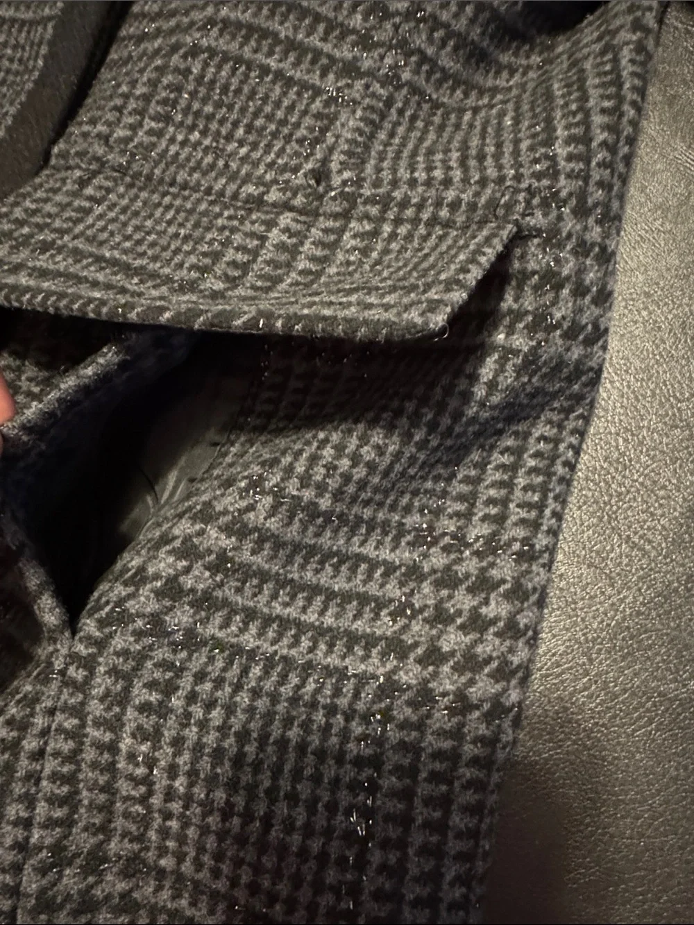 kate spade Gray & Black Plaid Double-Breasted Peacoat